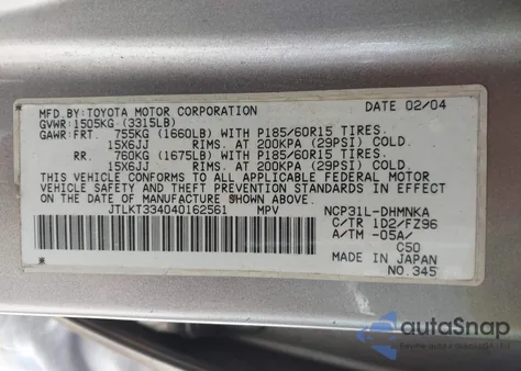 2004 Scion Xb from USA, damaged, VIN JTLKT334040162561